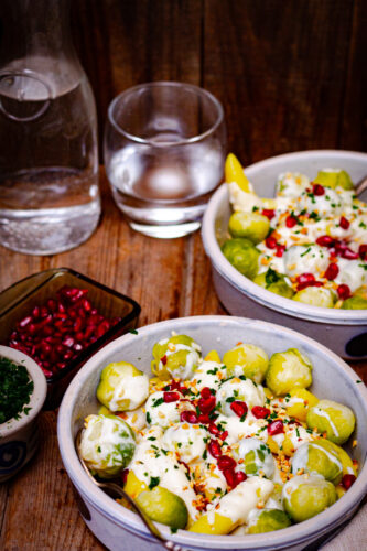 Rosenkohl mit Gorgonzolasauce und selbstgemachten Schupfnudeln